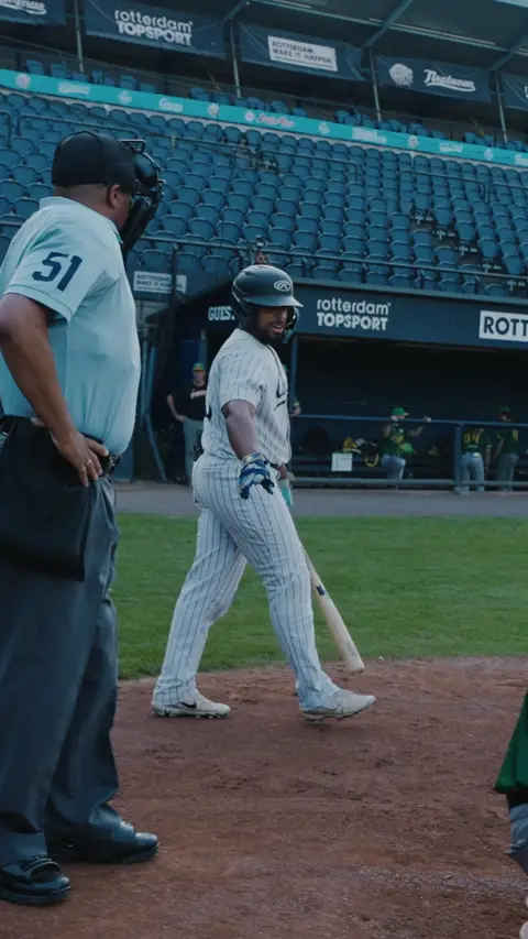 Dre Celestijn says hi to the umpire
