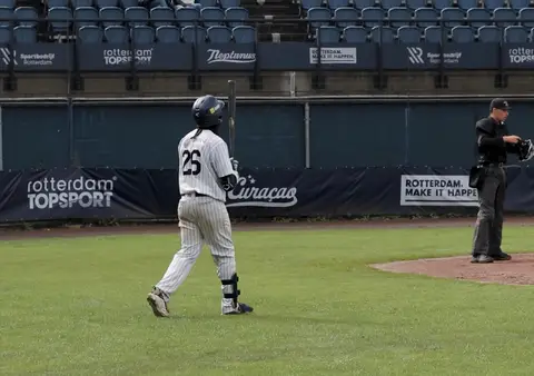 Gregory Trinidad walking towards base