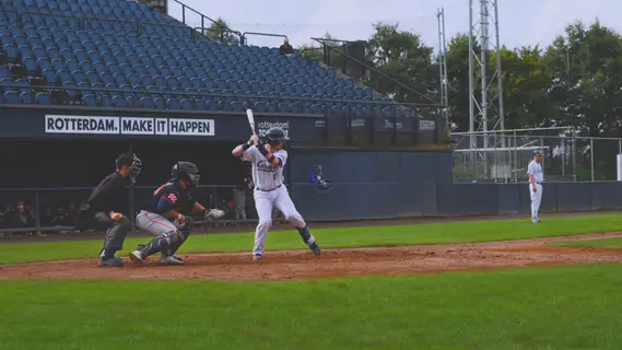 Hugo Rijkenhuizen smashed this ball for a double to Left field
