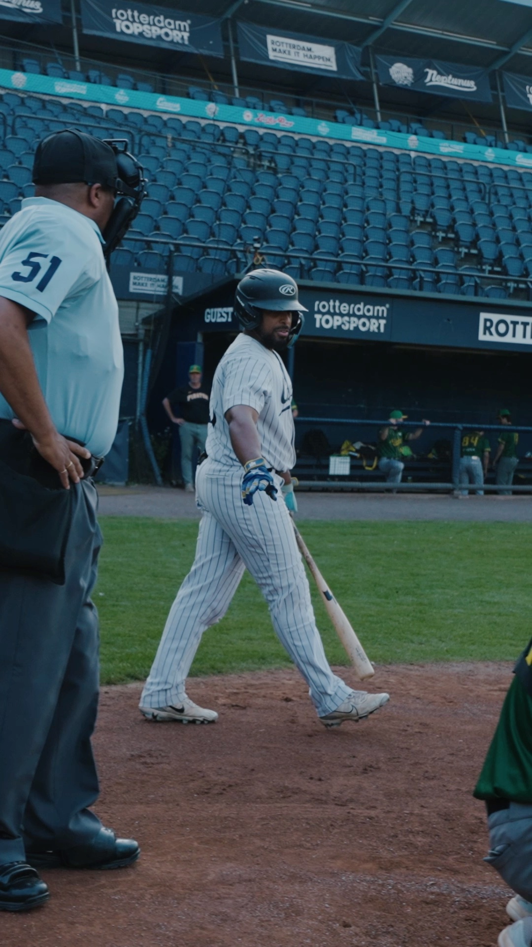 Dre Celestijn says hi to the umpire