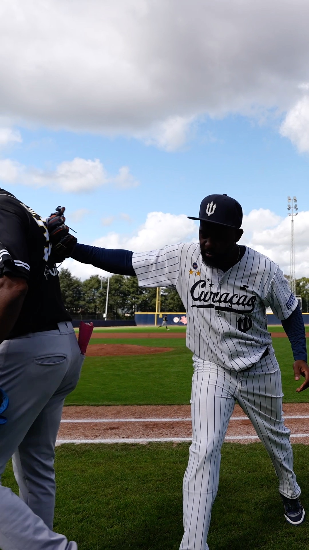 Shairon Martis messes around with first base coach