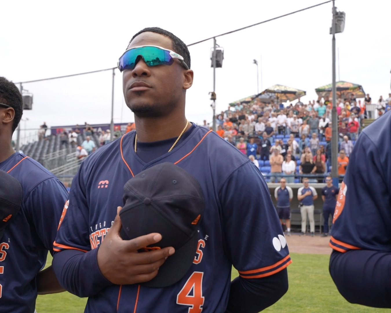 Junior Martina during the national anthem