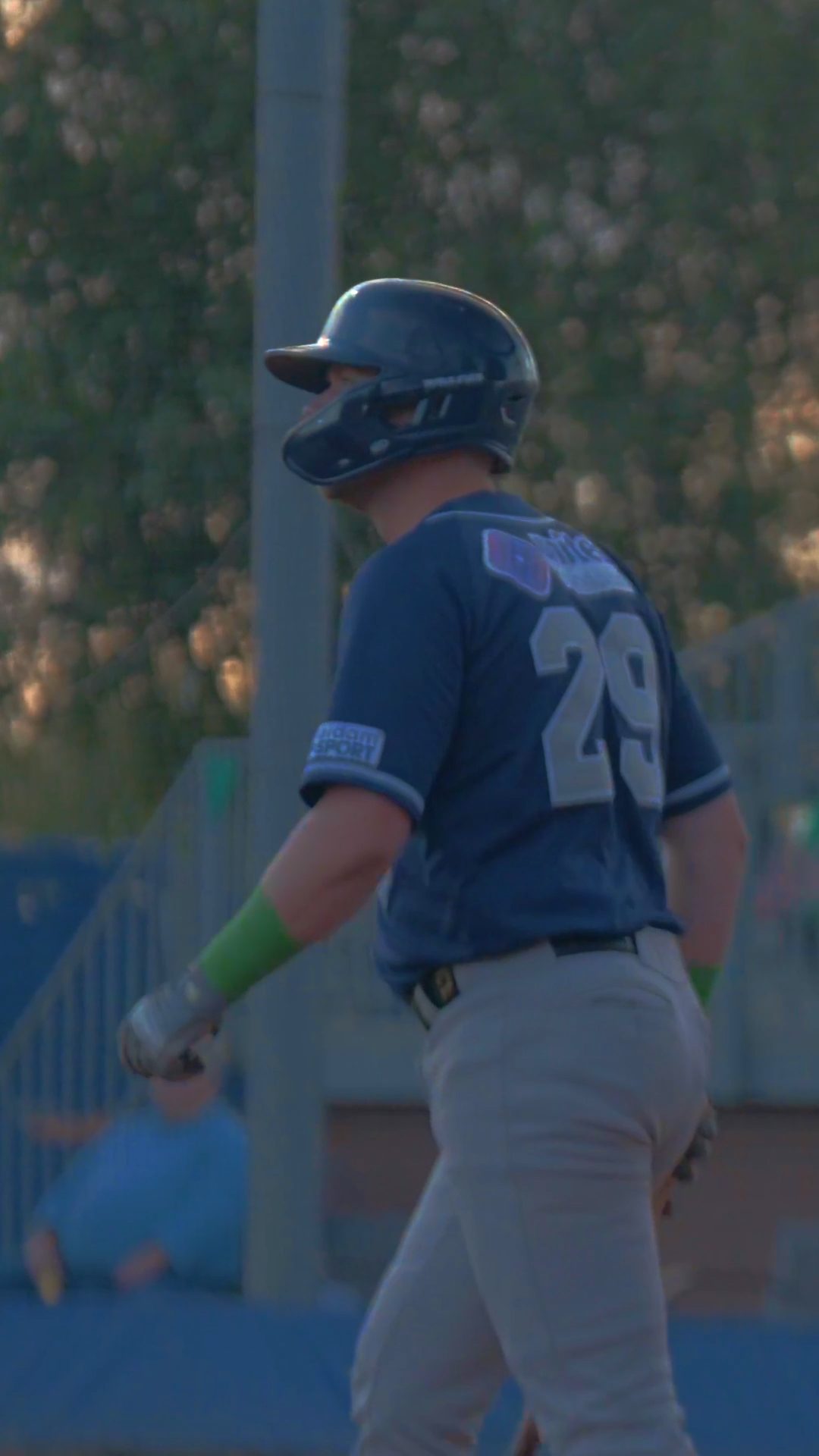 Hugo Rijkenhuizen walks up to the plate after sundown