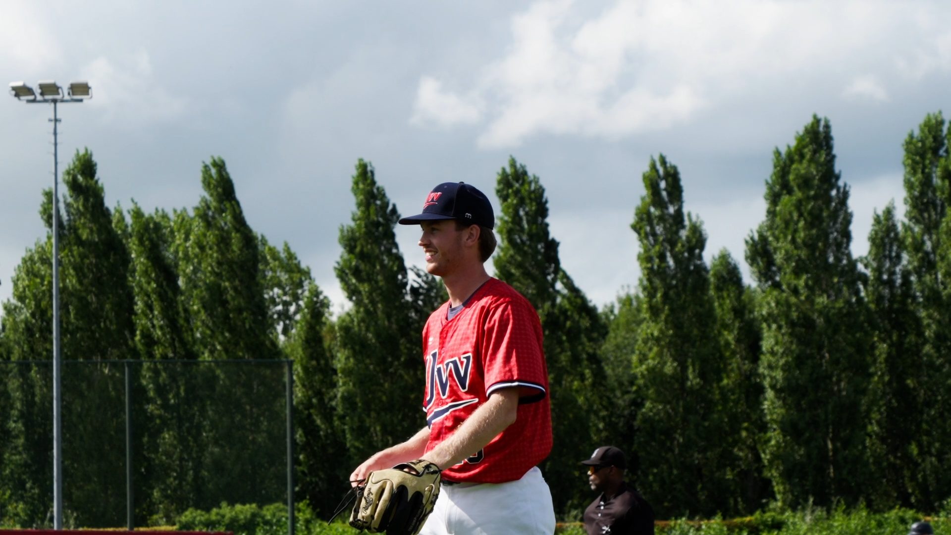 Allard walking back after the third out